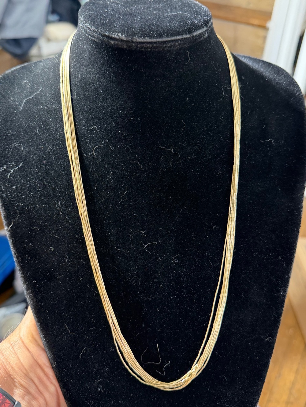Vintage Navajo Sterling Silver Two Tone Ten Strand Liquid Silver Necklace 22”